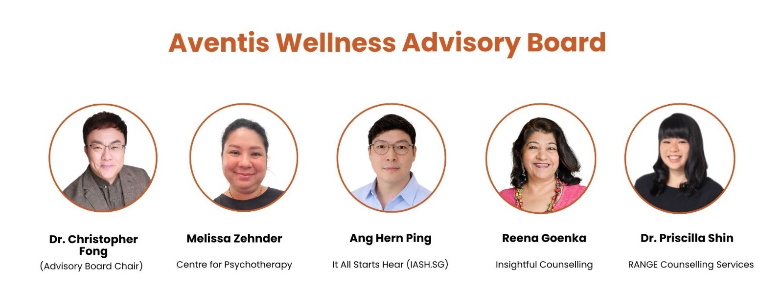 Aventis Wellness Advisory Board — Dr. Christopher Fong, Melissa Zehnder, Ang Hern Ping, Reena Goenka, and Dr. Priscilla Shin