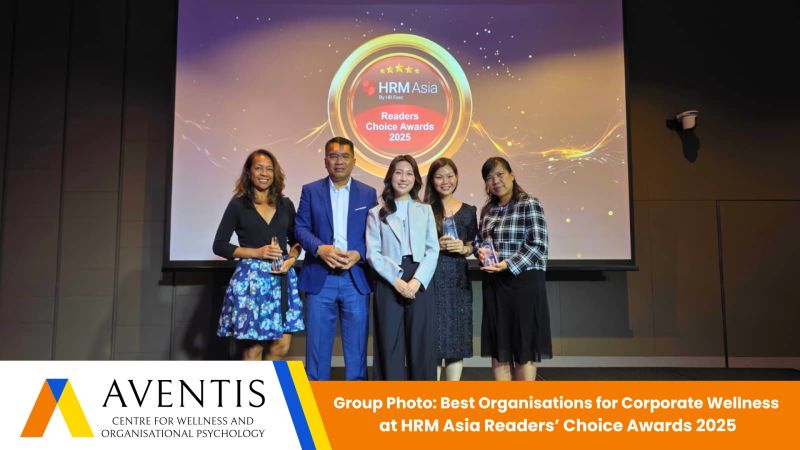 Aventis Certified Corporate Wellness Champions (CCWC) Awards 2025 group photo at HRM Asia Readers' Choice Awards